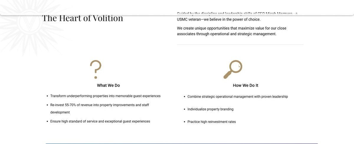 Volition Hospitality website screenshot 4