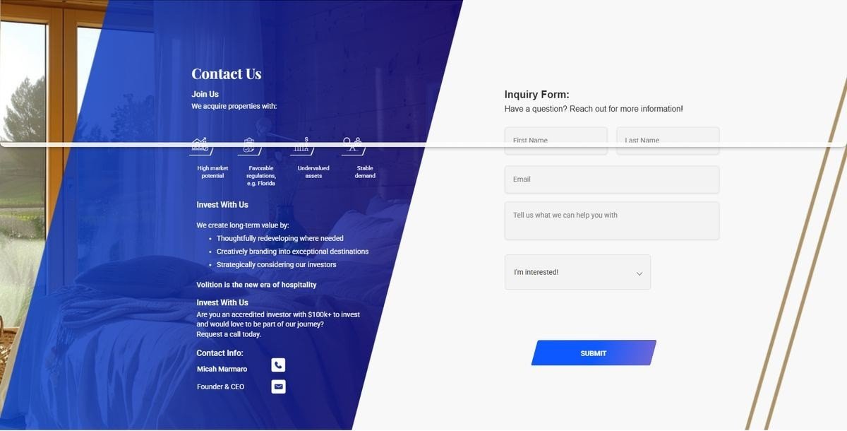 Volition Hospitality website screenshot 6
